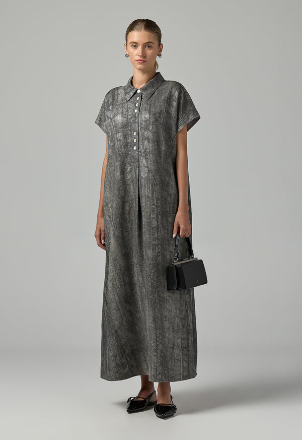Choice Jacquard Texture Dress  Grey