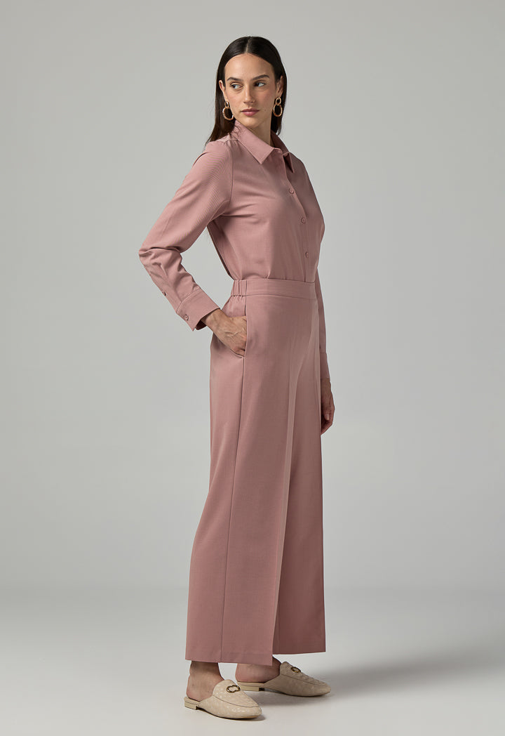 Choice Solid Straight Cut Trousers Pink