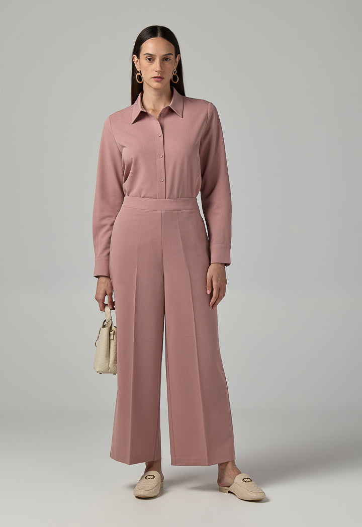 Choice Solid Straight Cut Trousers Pink