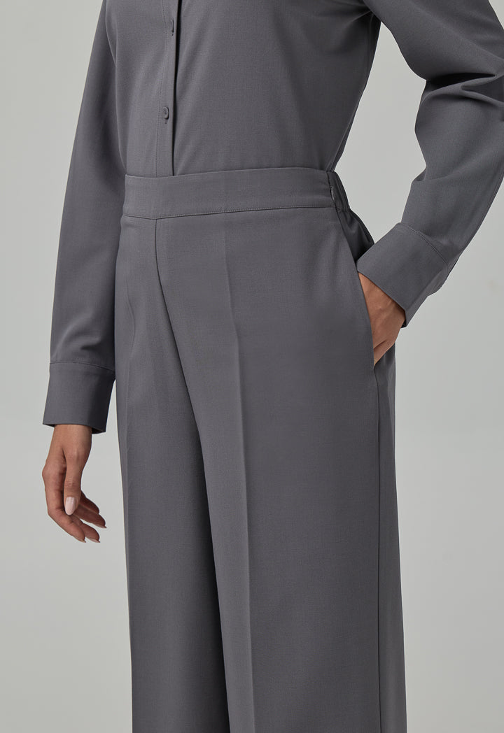 Choice Solid Straight Cut Trousers Grey