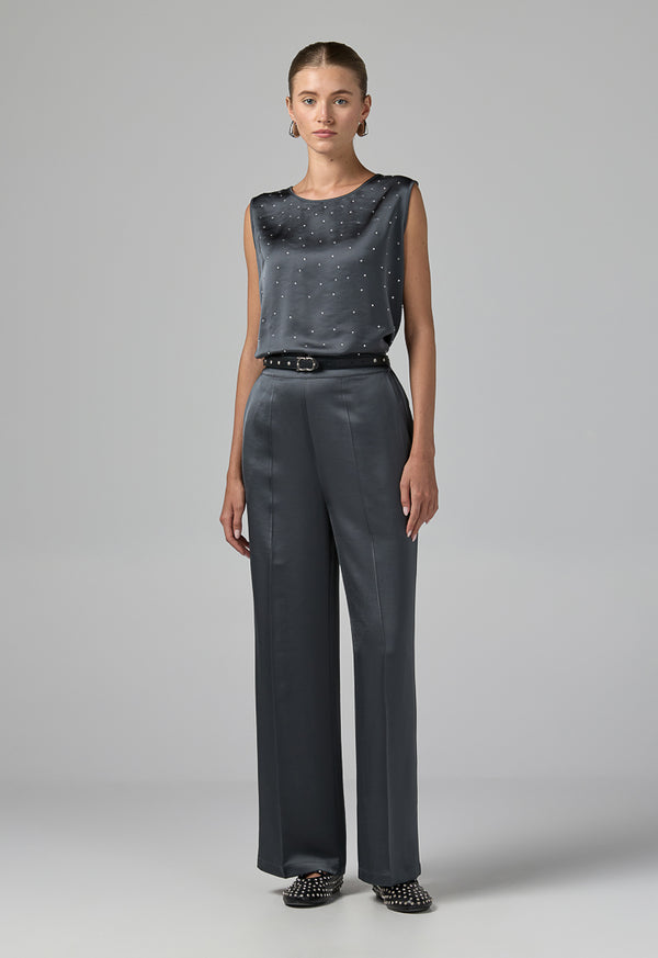 Choice Solid Elastic Waist Trousers Grey