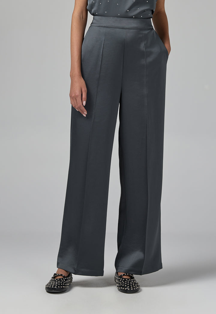 Choice Solid Elastic Waist Trousers Grey