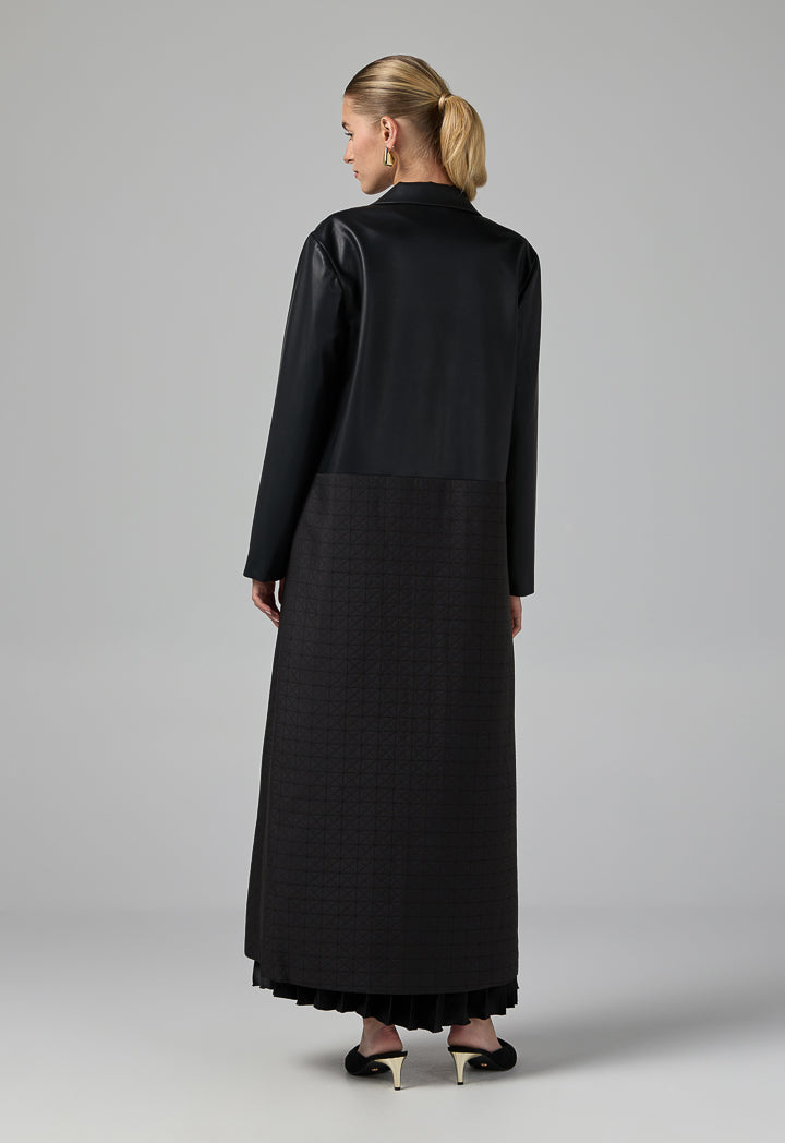 Choice Pu Leather Quilted Coat Black