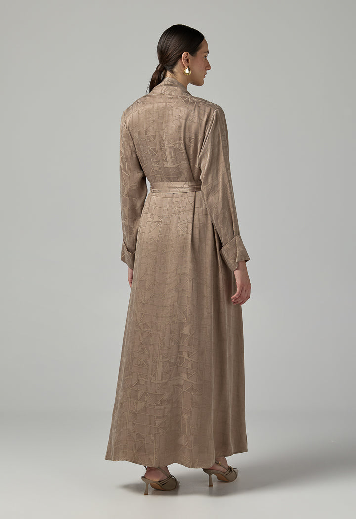 Choice Long Sleeves Belted Abaya With Hijab (2Pcs) Vison