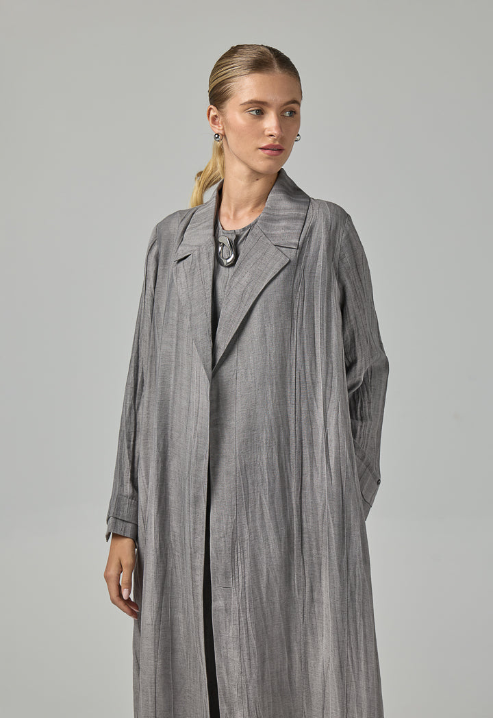 Choice Solid Textured Abaya With Hijab (2Pcs) Grey