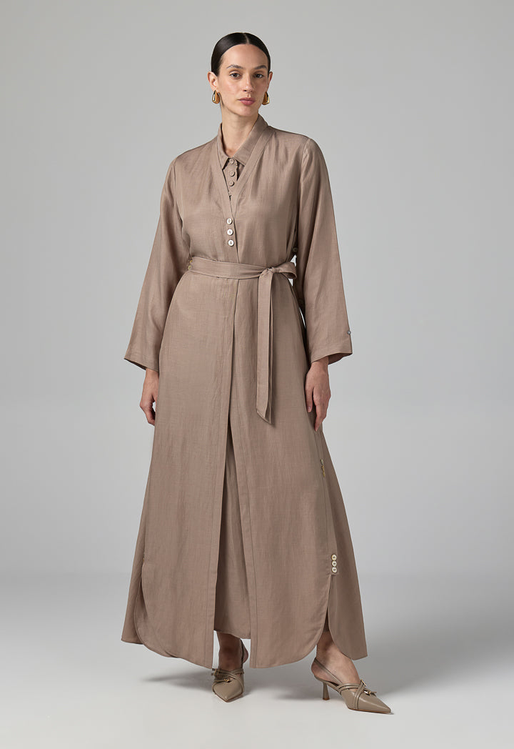 Choice Single Tone Long Sleeve Abaya With Hijab (2Pcs) Vison