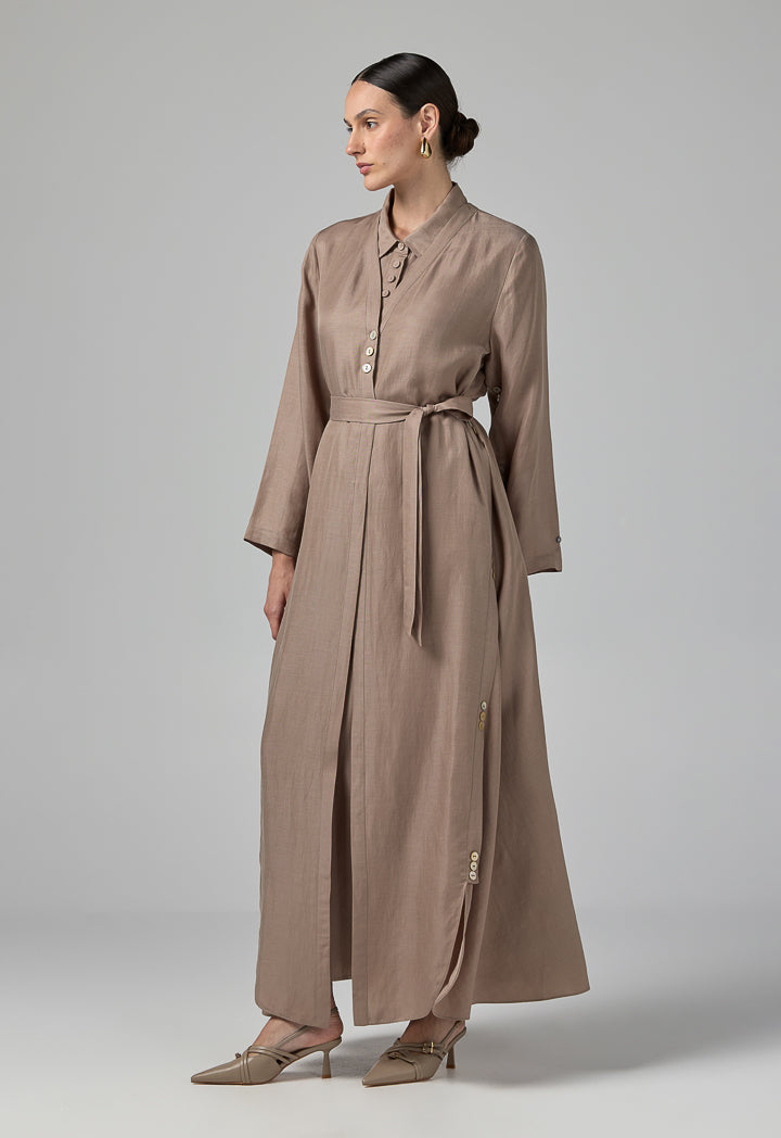 Choice Single Tone Long Sleeve Abaya With Hijab (2Pcs) Vison