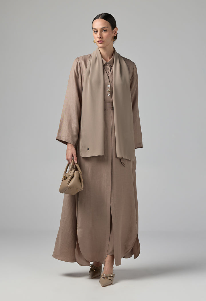 Choice Single Tone Long Sleeve Abaya With Hijab (2Pcs) Vison