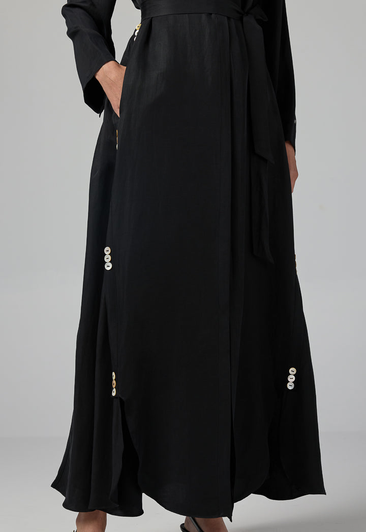 Choice Single Tone Long Sleeve Abaya With Hijab (2Pcs) Black