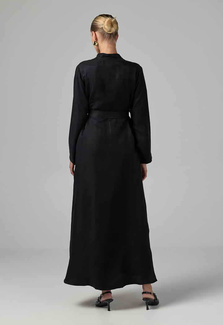 Choice Single Tone Long Sleeve Abaya With Hijab (2Pcs) Black