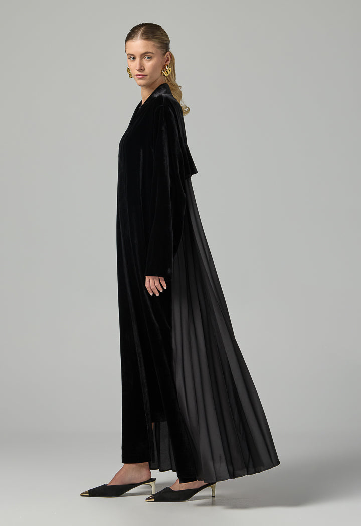 Choice Solid Velvet Open Abaya Black
