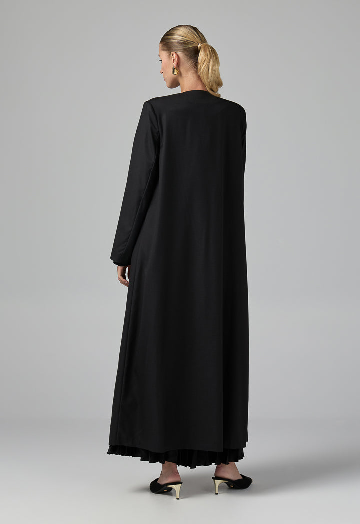 Choice Double Layered Belted Abaya Black
