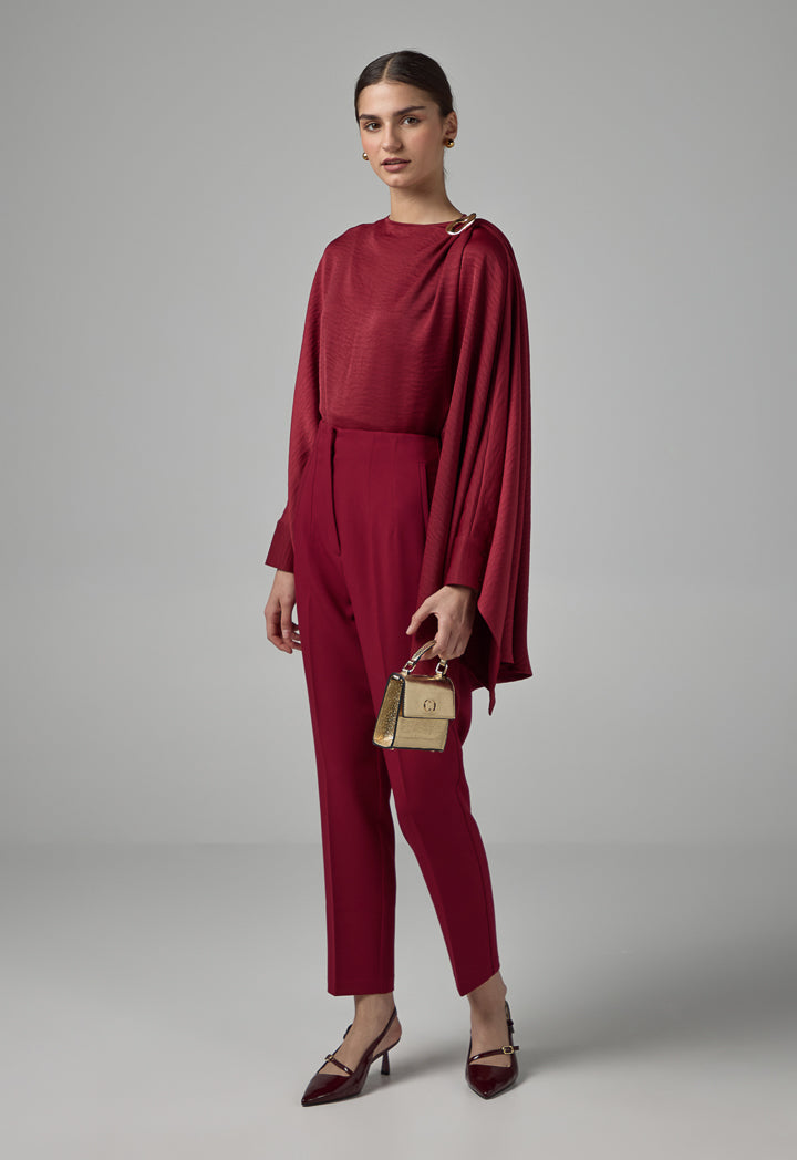 Choice Basic High-Waist Trousers Burgundy