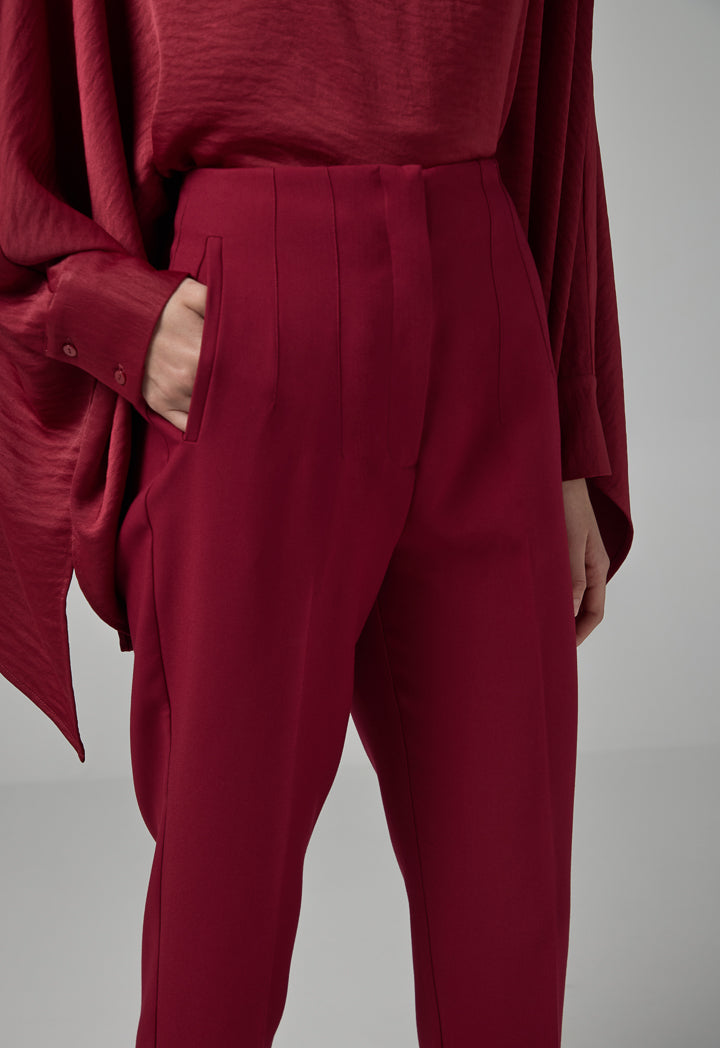 Choice Basic High-Waist Trousers Burgundy