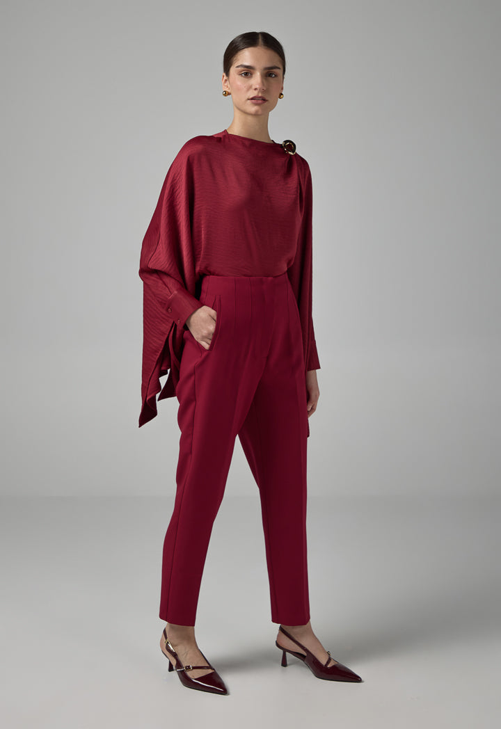 Choice Basic High-Waist Trousers Burgundy