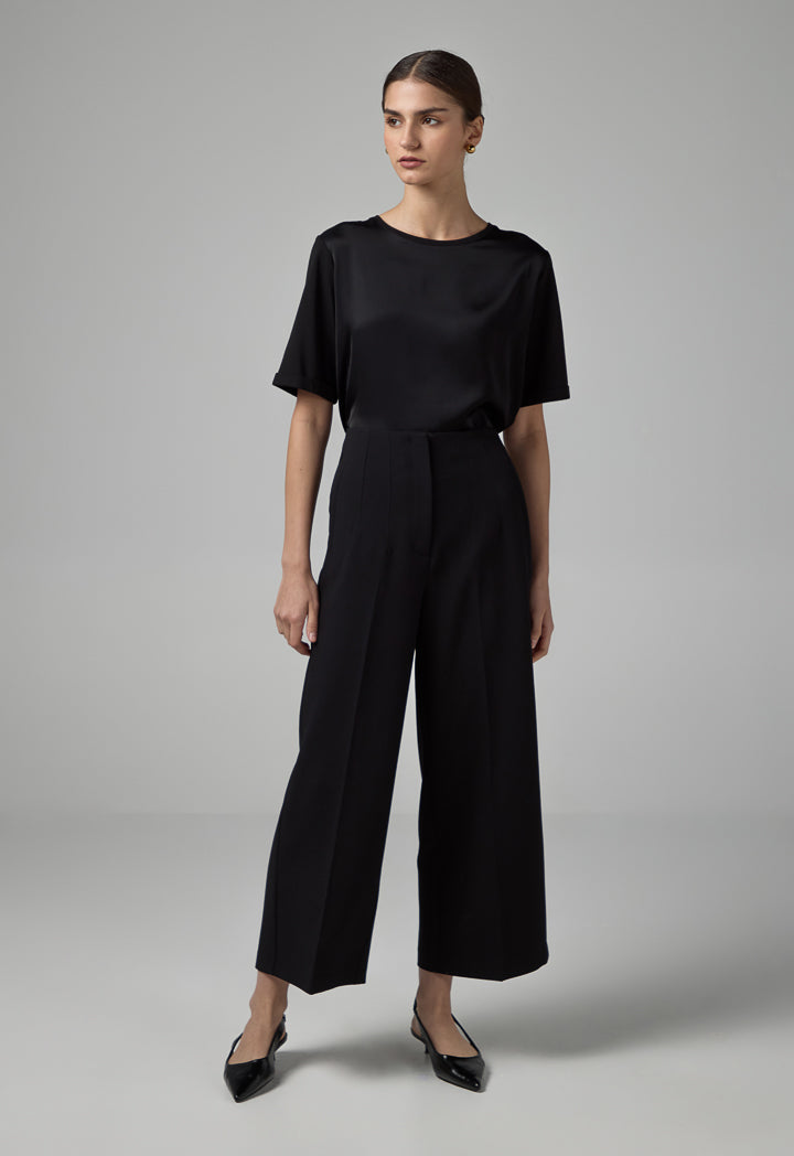 Choice Basic Straight Wide Leg Trousers Black