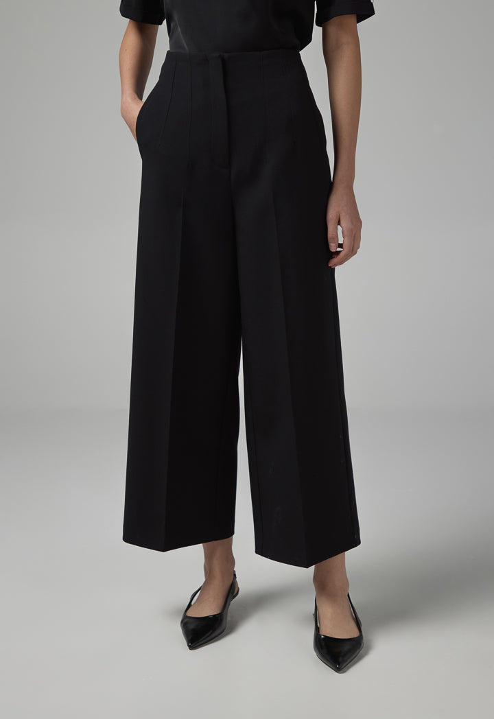 Choice Basic Straight Wide Leg Trousers Black