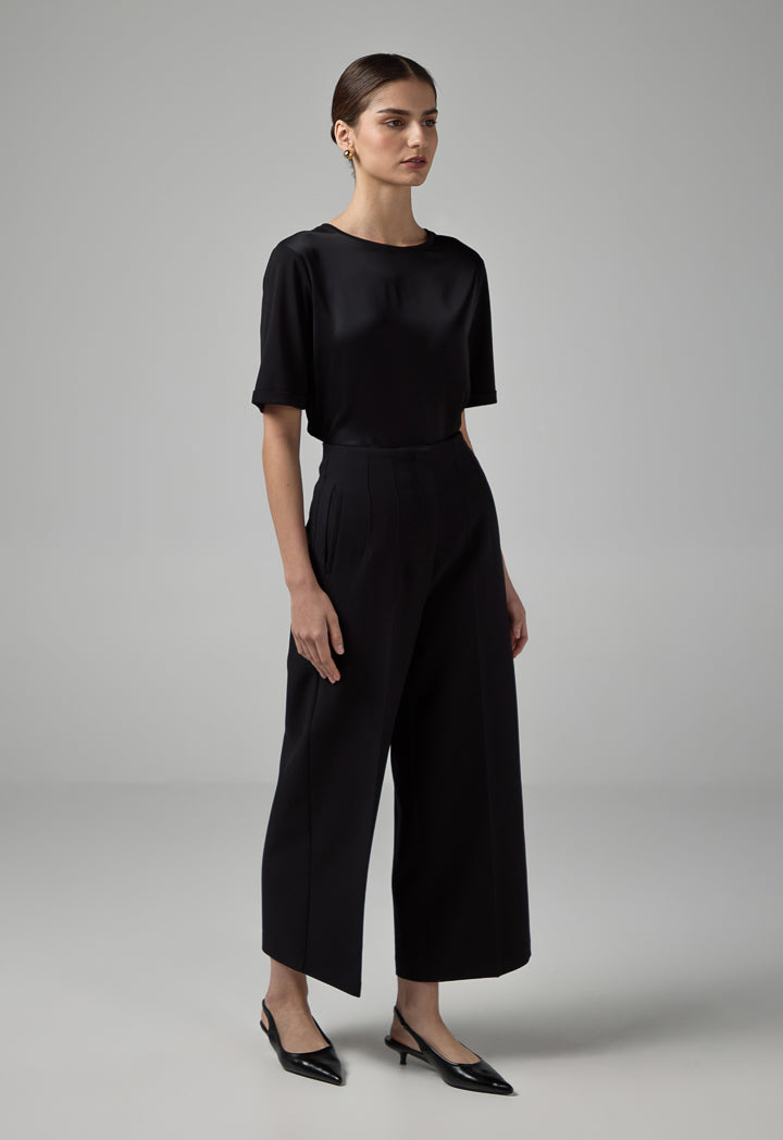 Choice Basic Straight Wide Leg Trousers Black