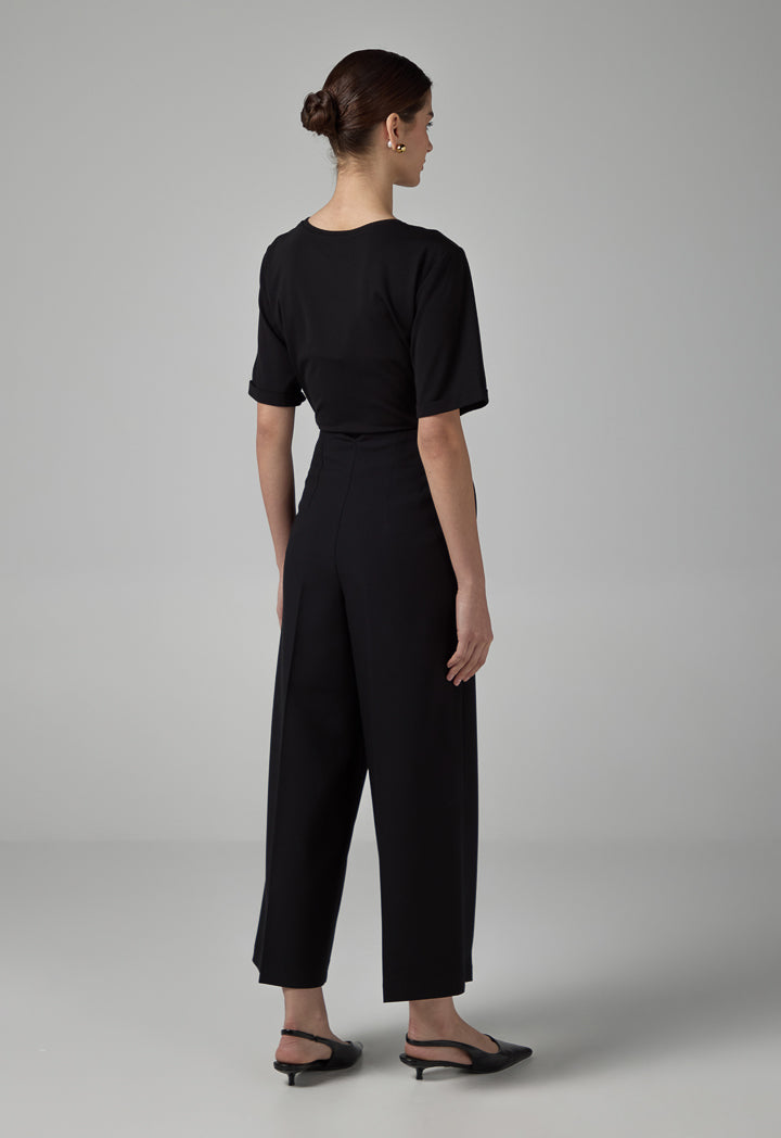 Choice Basic Straight Wide Leg Trousers Black