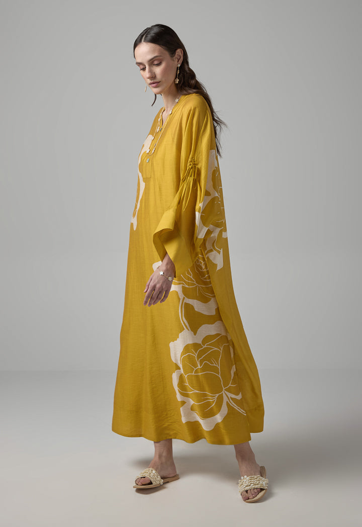 Choice Floral Printed Oversize Dress Gold