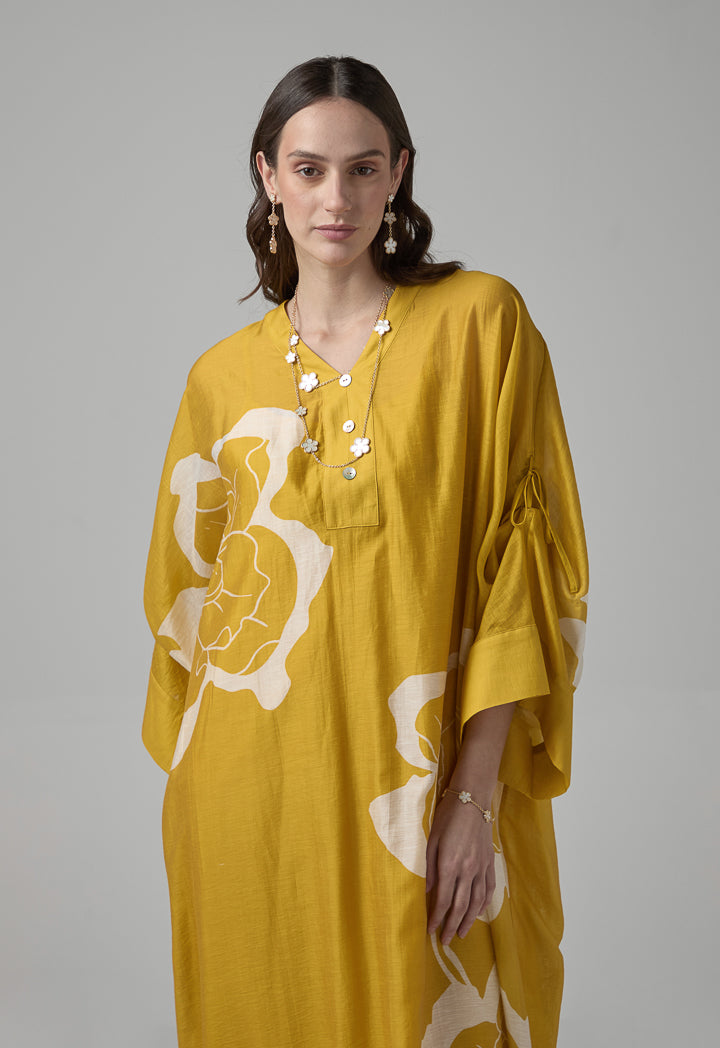 Choice Floral Printed Oversize Dress Gold