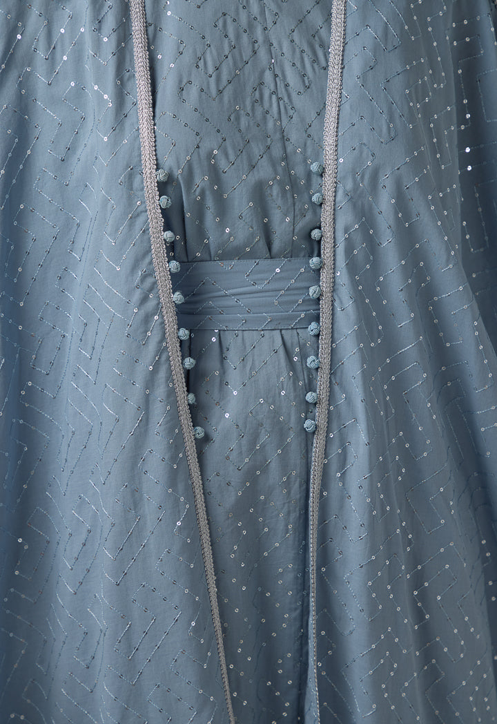 Choice Oversized Belted Sequin Maxi Abaya Blue