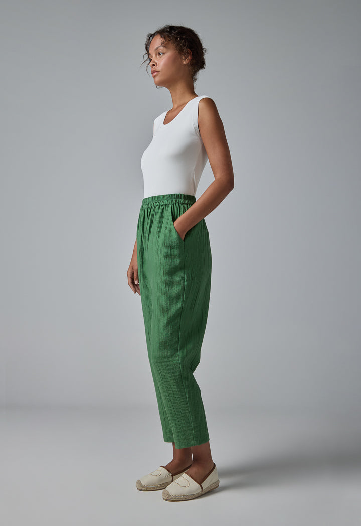 Choice High Waist Elasticated Waistband Pants Green