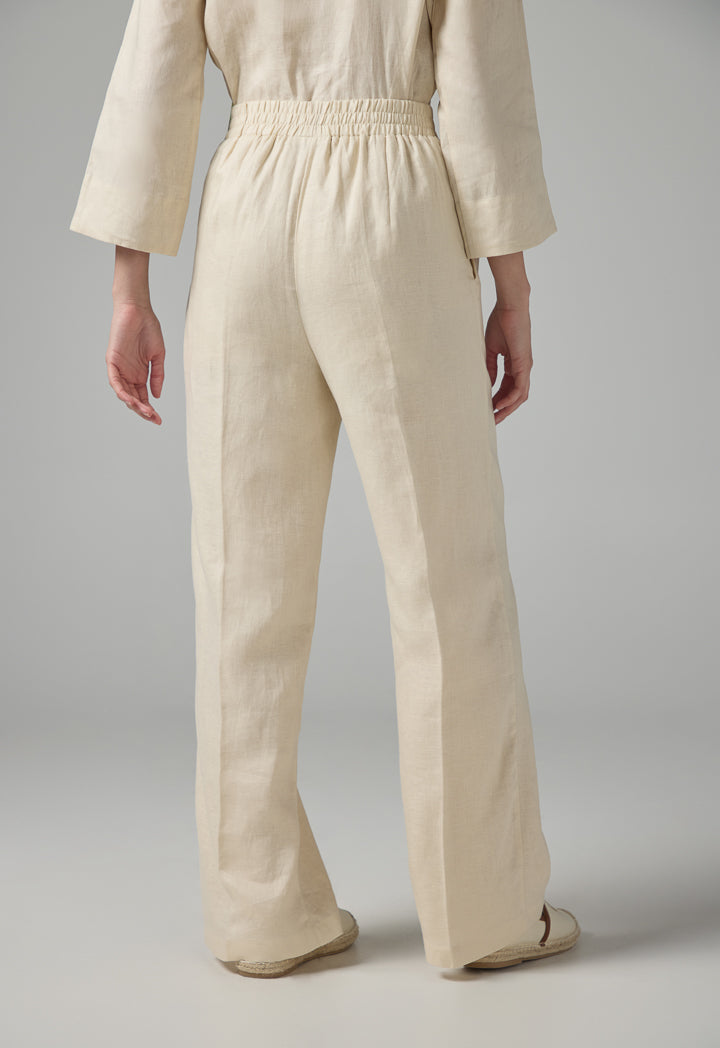 Choice High-Waist Straight-Cut Basic Trousers Beige