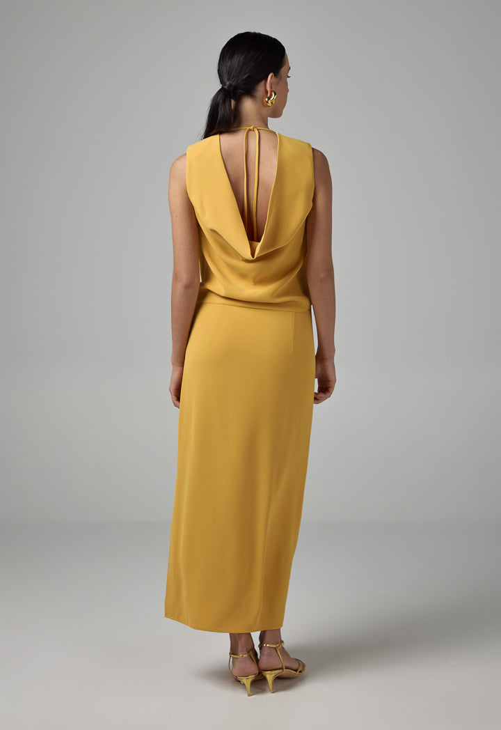 Choice Solid Sleeveless Dress  Mustard