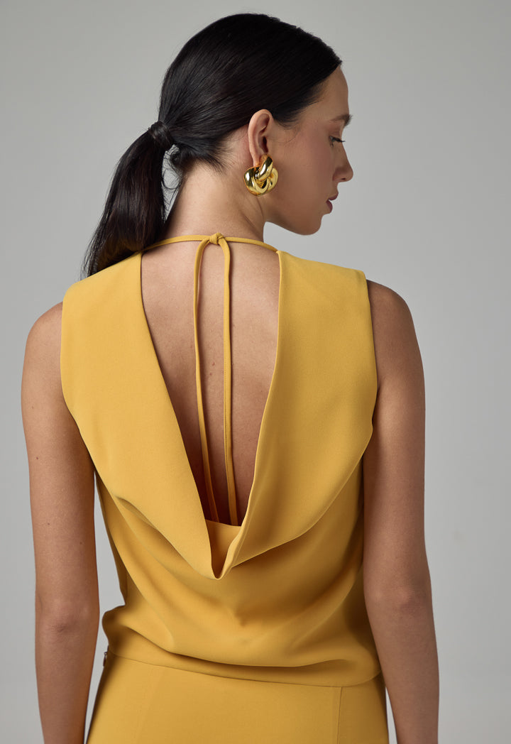 Choice Solid Sleeveless Dress  Mustard