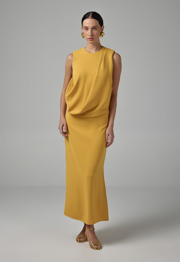 Choice Solid Sleeveless Dress  Mustard