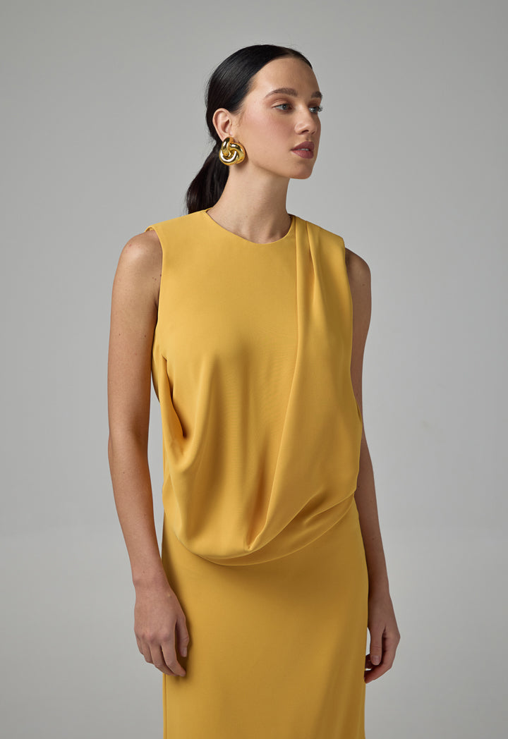 Choice Solid Sleeveless Dress  Mustard