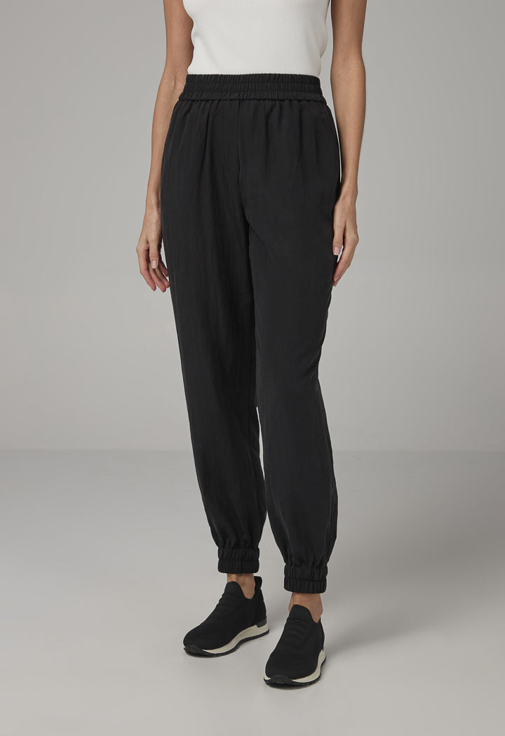 Choice Single Tone Elastic Waistband Trousers Black