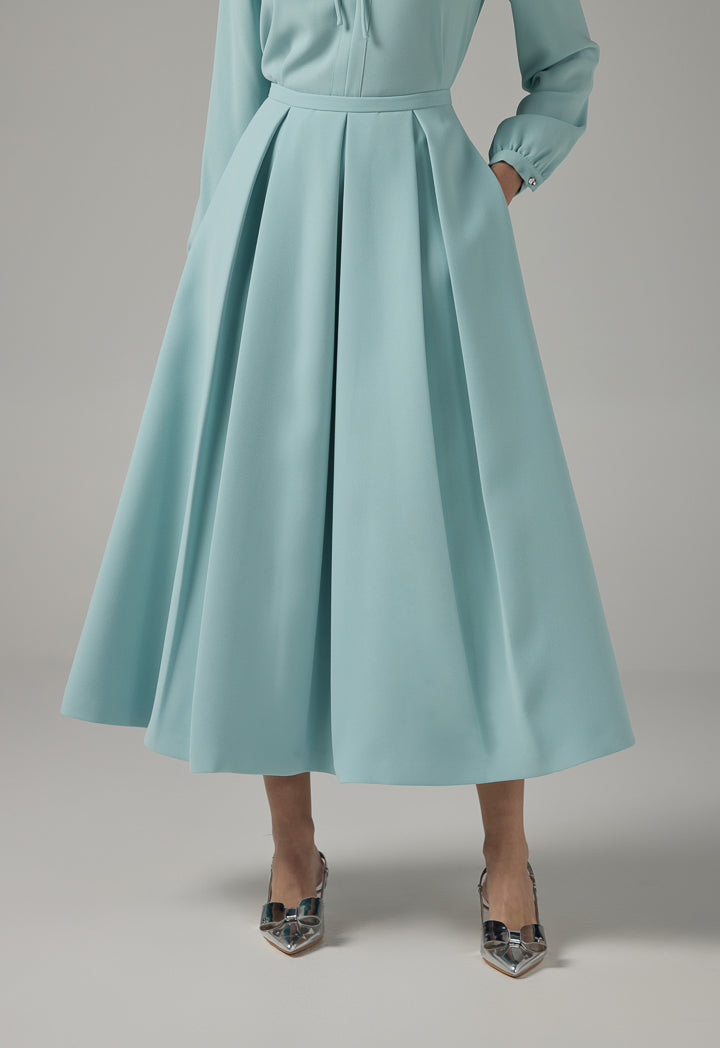 Choice Solid Pleated Maxi Skirt Mint