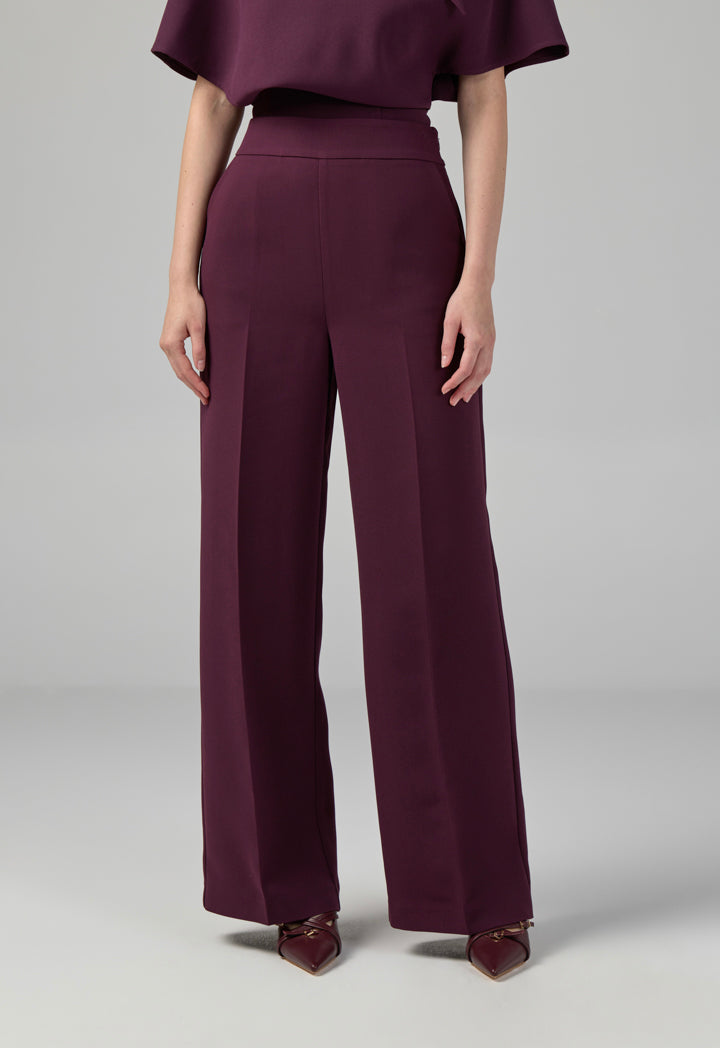 Choice Straight Wide Cut Leg Basic Trousers Cherry