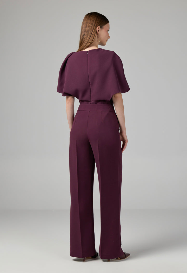 Choice Straight Wide Cut Leg Basic Trousers Cherry