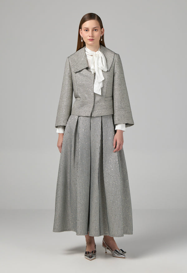 Choice Contrast Sequin Embellished Jacket Black