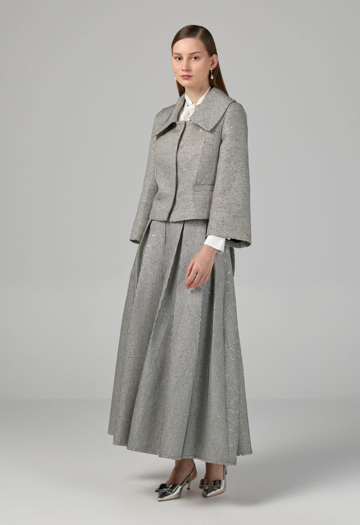 Choice Contrast Sequin Embellished Jacket Black