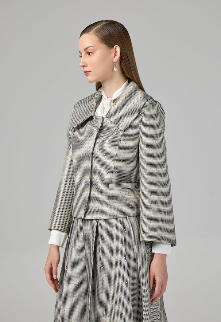 Choice Contrast Sequin Embellished Jacket Black