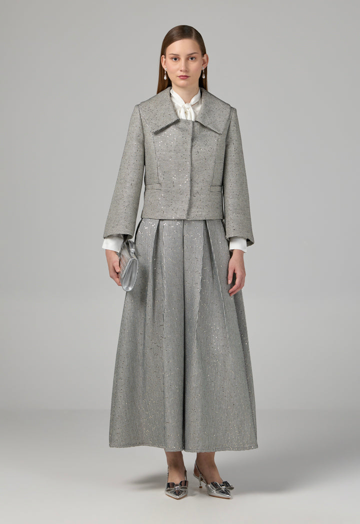 Choice Contrast Sequin Embellished Jacket Black