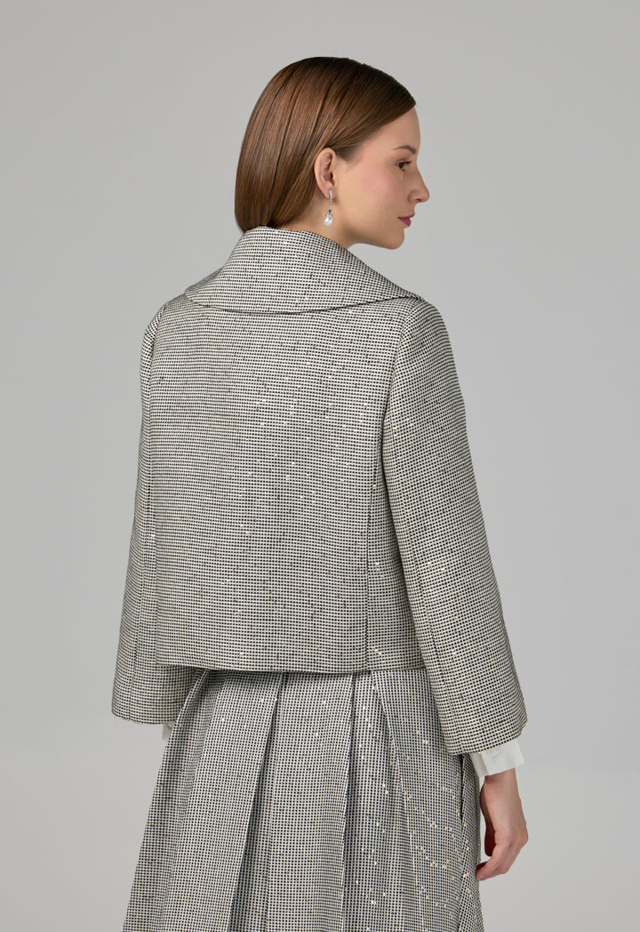 Choice Contrast Sequin Embellished Jacket Black