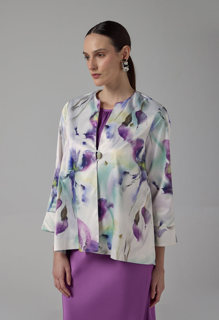 Choice Printed Long Sleeve Jacket Multi Color