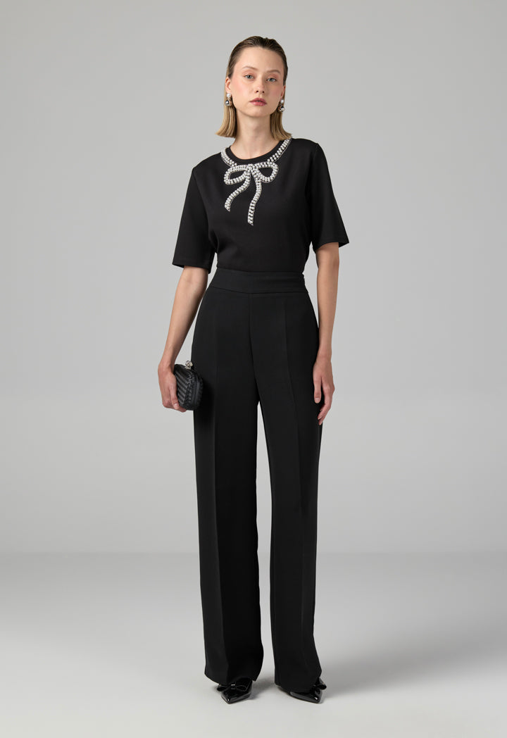 Choice Basic Wide Leg Trousers Black