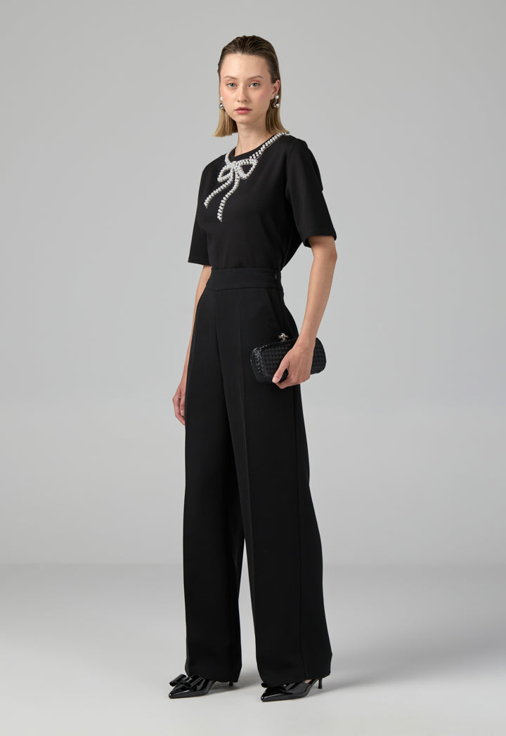 Choice Basic Wide Leg Trousers Black