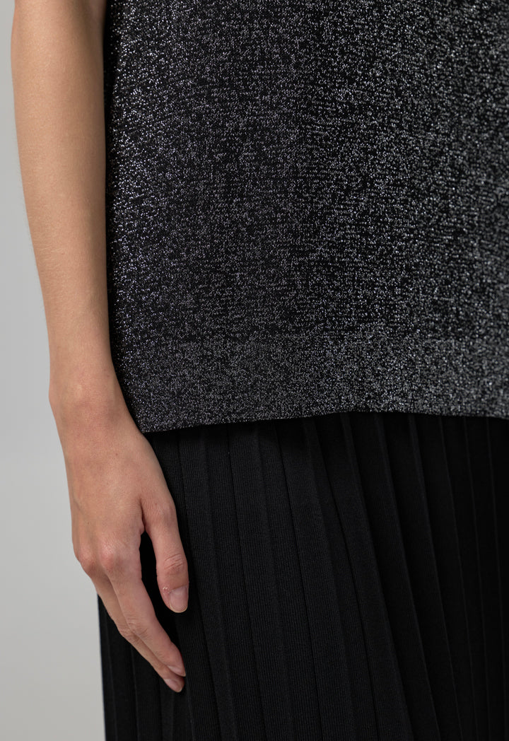 Choice Sleeveless Knitted Lurex Top Black