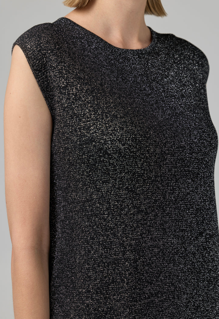 Choice Sleeveless Knitted Lurex Top Black