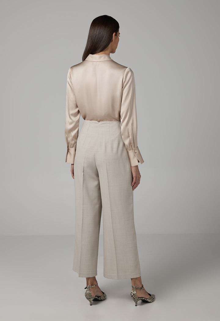 Choice Solid Wide Leg Trousers Cream