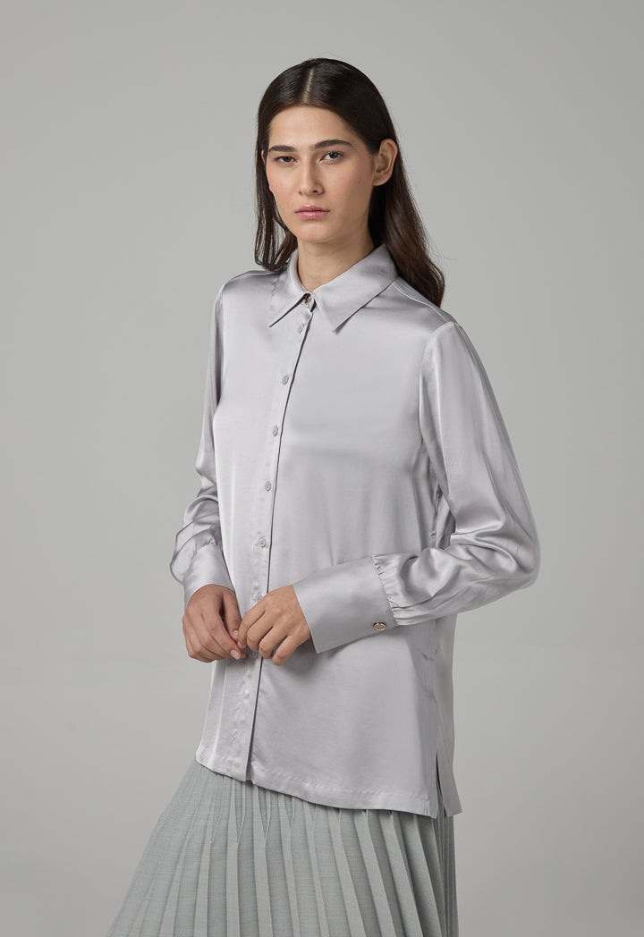 Choice Long Sleeve Basic Shirt Grey