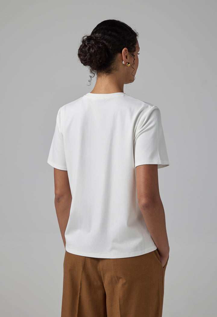 Choice Geometric Embroidered T-Shirt Off White