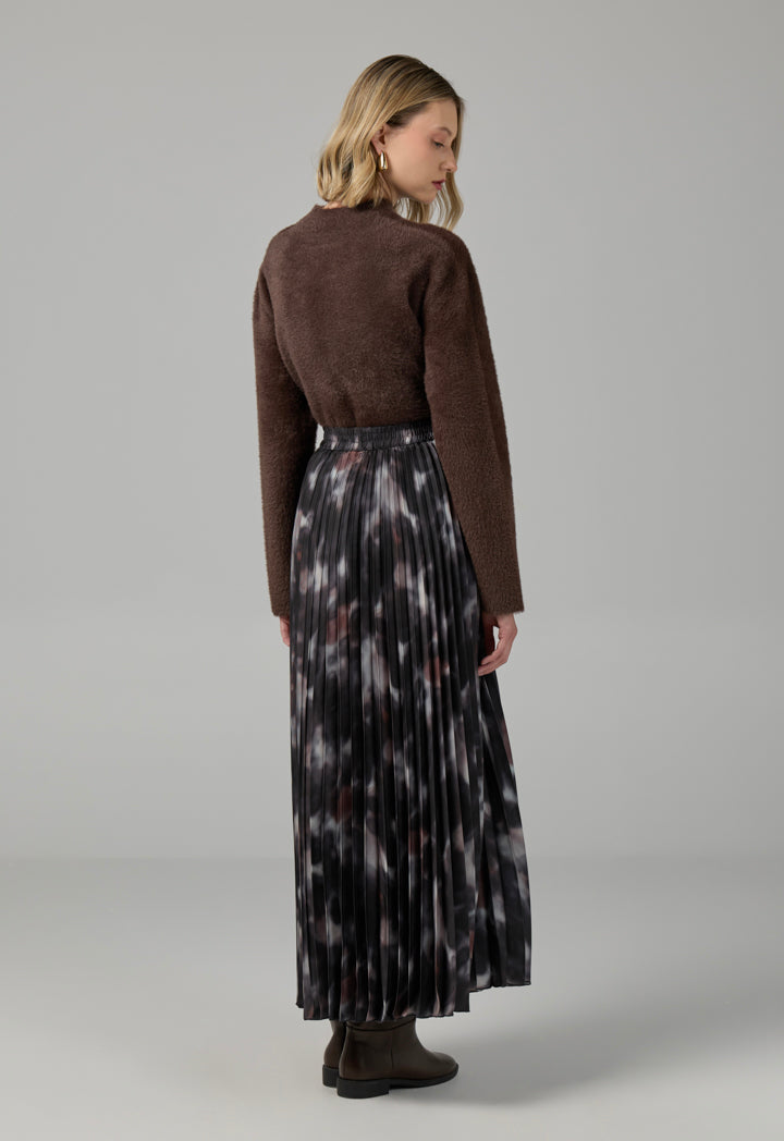 Choice Printed Pleated Flared Skirt Multi Color